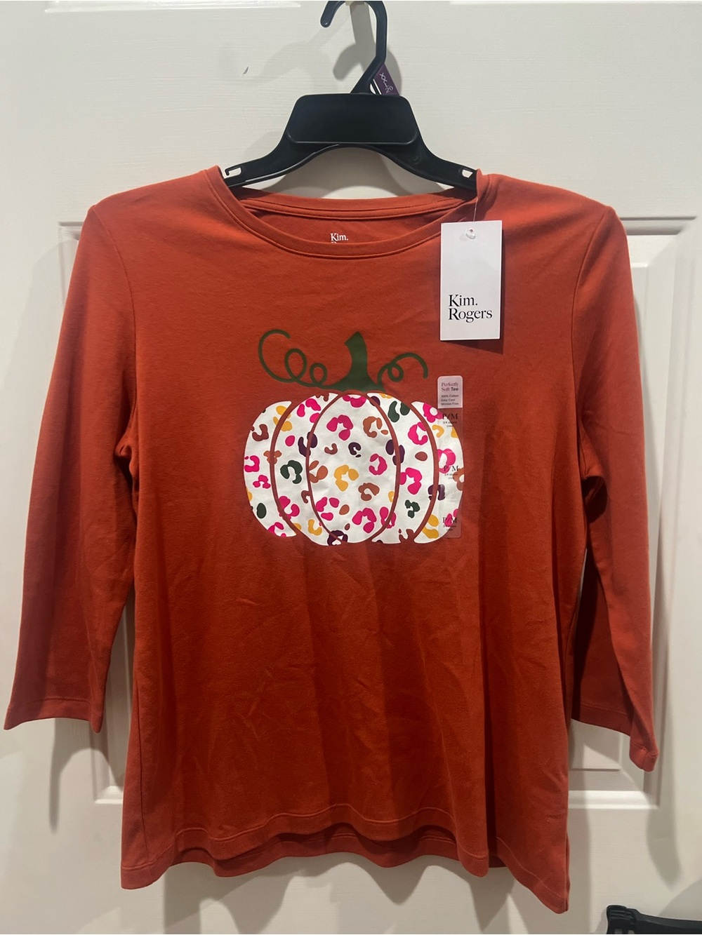 Kim Rogers Burnt Orange Cotton Tee with White Logo